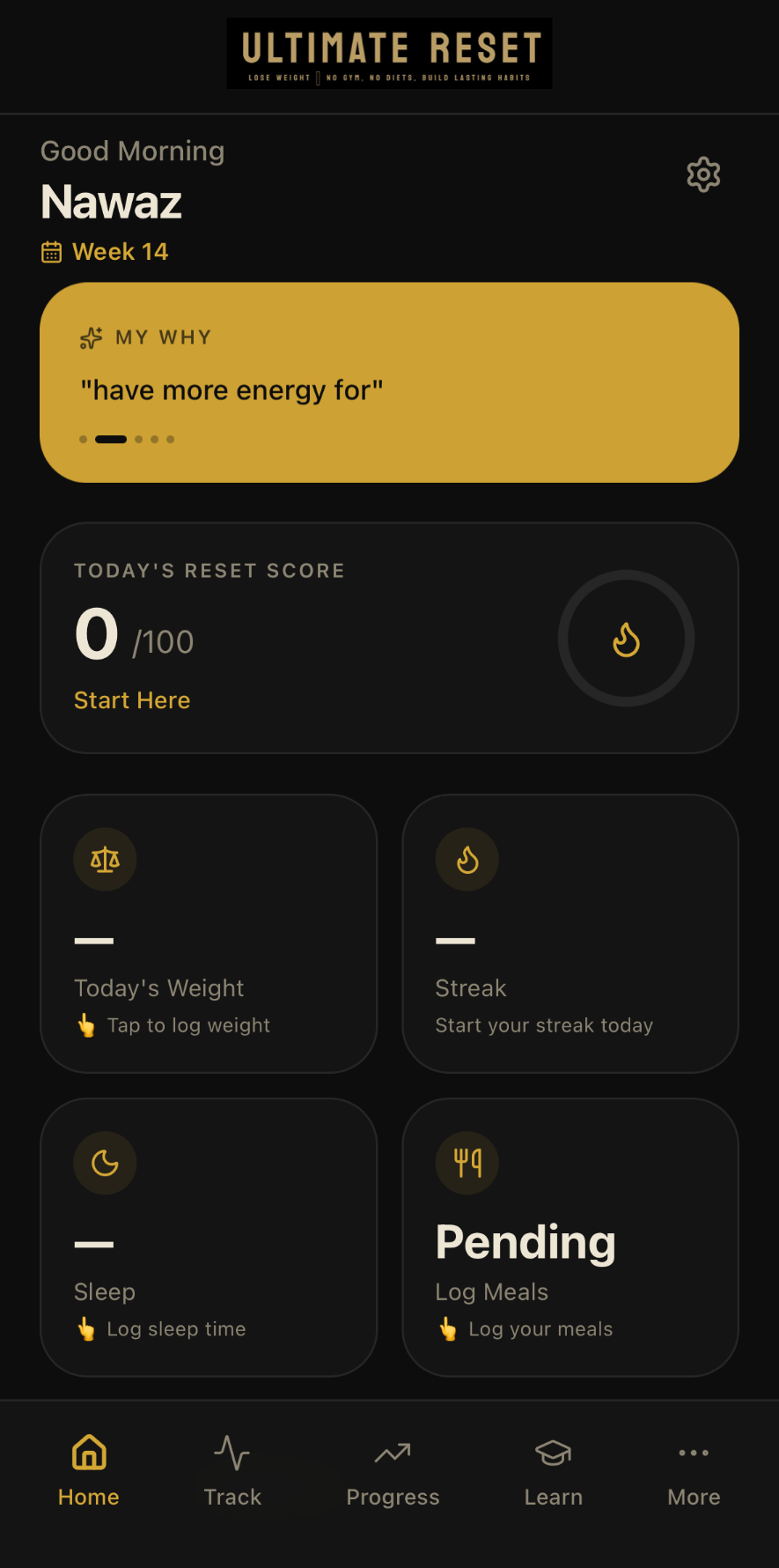 Ultimate Reset app — Habits