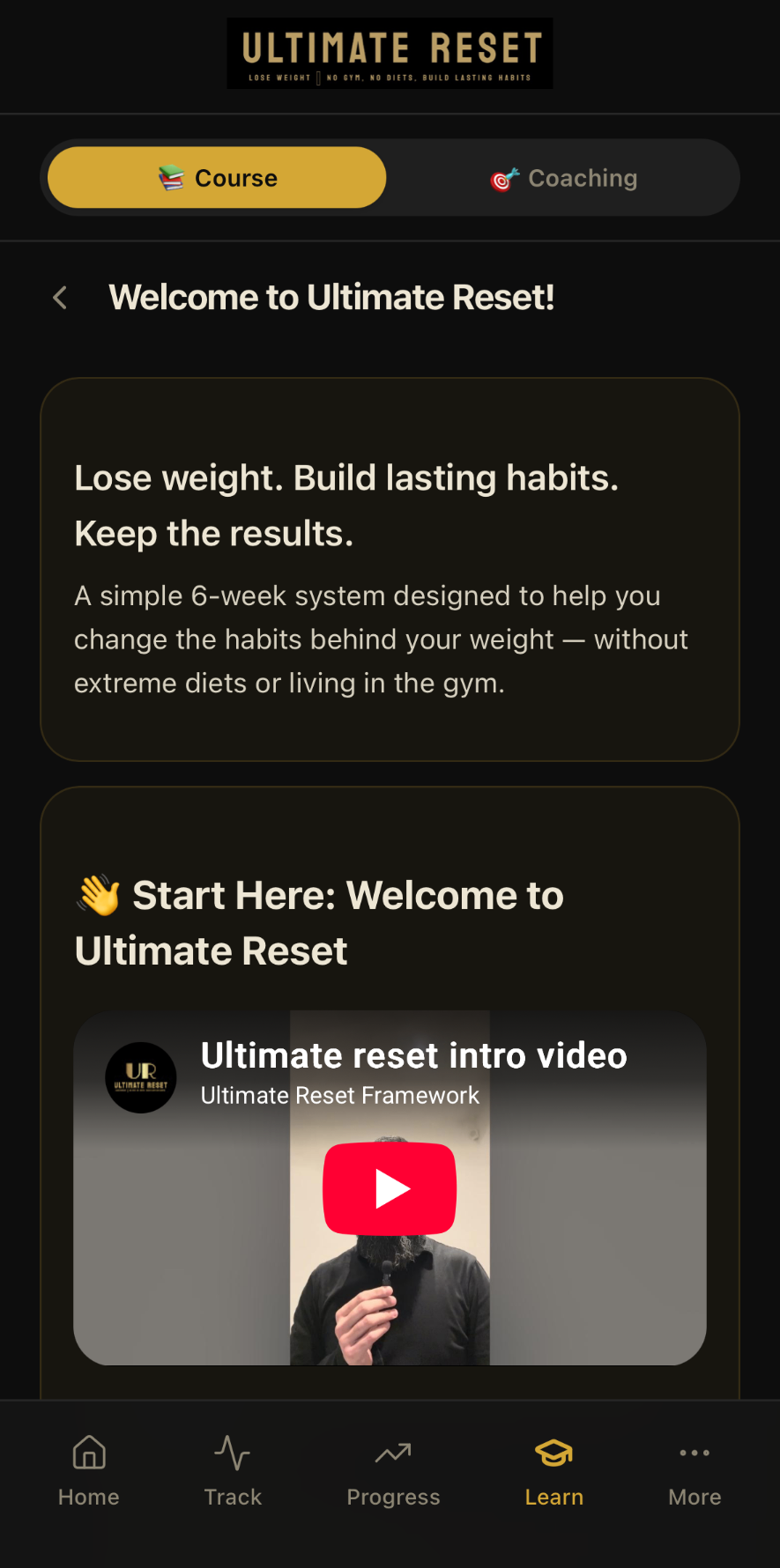 Ultimate Reset app — Course