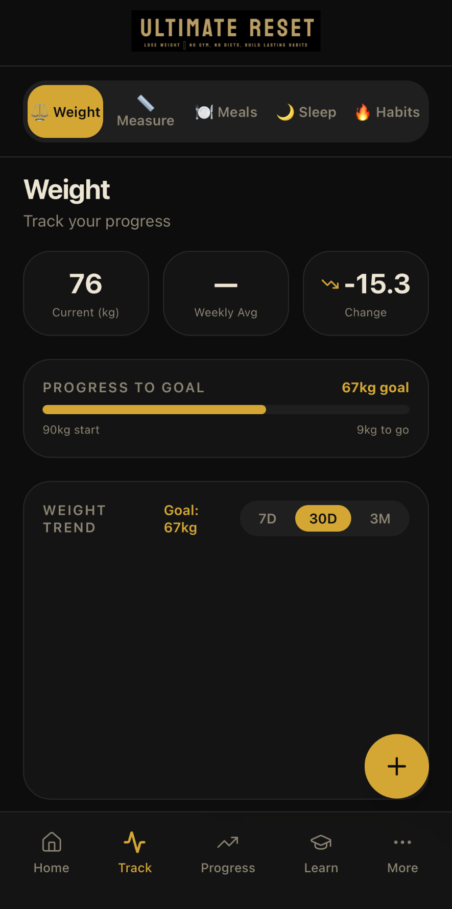 Ultimate Reset app — Weigh-ins